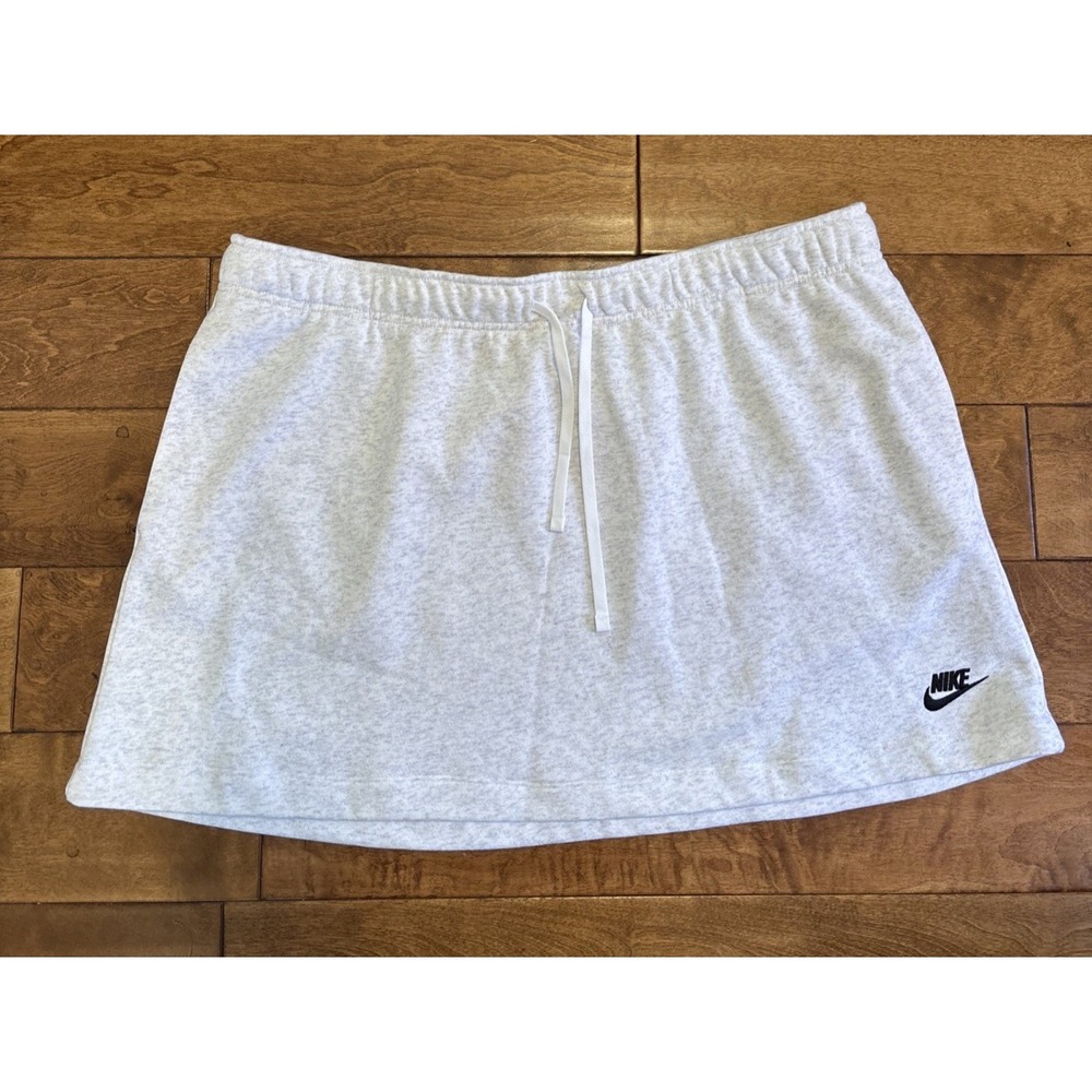 Nike Women Sportswear Club Fleece Mid-Rise Skirt Birch Heather Sz XXL Pocket NEW